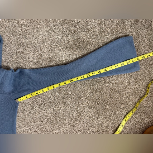 NAADAM Wool Cashmere Blend Off the Shoulder Midi Dress in Slate Blue Size XS - Picture 14 of 16